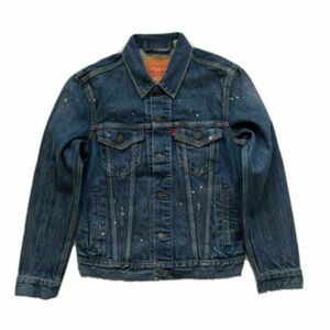 Mens Levi's Dark Blue Denim Jacket special edition paint splatter